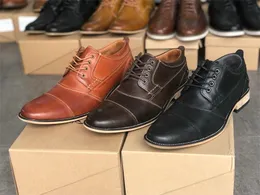 Мужской бренд Cap Toe Oxford платье дизайнерские туфли натуральные кожаные кружева бизнес обувь высочайшее качество вечеринка свадебные тренеры большой размер 020