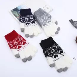 NEWCreative Fashion Snowflake Printing Gloves Mobile Phone Touch Screen Knitted Winter Thick & Warm Adult Glove Men Women CCF11327