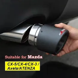 1 PCS Matte Carbon Exhaust Muffler Pipe For Mazda CX-3 CX-4 CX-5 Axela ATENZA Car Single Tips