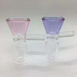 Buntes cooles Rauchen, rosa, lila, handgefertigt, 14 mm, 18 mm, männliche Schnittstelle, dickes Glas, Kräuter, Tabak, Bohrinseln, Wasserpfeife, Wasserpfeife, Bong, Trichterschüssel, DHL-frei