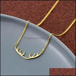 Halsband hängen juvelryv lockar minimalistiska hjort horn hänge halsband kvinnor eleganta aessorier rostfritt stål länk kedja smycken dro