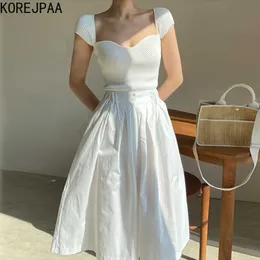 Korejpaa Kvinnor Klänning Set Korea Chic Elegant Sexig Slank Sticka Tröja och Hög Midja Och Lång Kjol Byxor Vit Skirt Suit 210526
