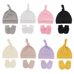 Född baby hatt med handskar bomull bonnet baby beanie hatt född gåva för tjejer cap baby boy hat spädbarn toddler tillbehör 211023