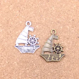 39 st Antiksilver Bronze Plated Ship Boat Charms Pendant DIY Halsband Armband Bangle Fynd 28 * 22mm