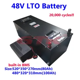 Fast charge 48V 80Ah 100Ah LTO rechargeable Lithium titanate battery for 7000W RV EV motorhome solar energy+10A Charger