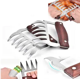 Kitchen Tools Metal Meat Claws Stainless Steel Meat-Forks with Wooden Handle BBQ Meats Shredder-Claws SN5584
