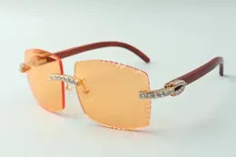 Designer-Sonnenbrille mit XL-Diamanten, 3524022, Schnittlinse, natürliche Original-Holzbrille, Größe: 58–18–135 mm