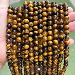 5A Tiger Eye Stone Round Beads for Beaded Bracelet Necklace 6MM 10MM 16MM Yellow Loose Bead DIY Jewelry Accessories Semi finished Products wholesale