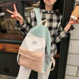 Julyccino女性のキャンバスバックパックファッションショルダーバッグステッチカラースクールバッグMochila 210922