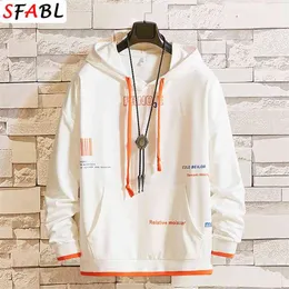 Sfabl mode mens hip hop hoodie sweatshirt stor ficka hoodie streetwear man casual svart vit hooded pullover män 210715