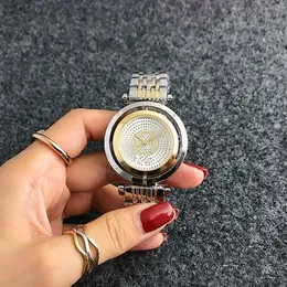 Moda Zegarek Marka Kobiety Lady Girls Crystal Może obracać Styl Styl Stalowy Metalowy Zespół Kwarcowy Wrist Watches P18
