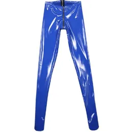 Capris Women's Pants Capris Latex Ammonia Pantyhose Zipper Open Crotch Skinny Stage Performance Pantihose Panti Hose Faux Leather Pvc s