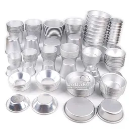 10 sztuk / partia Różne kubki Design Aluminium Alloy Cake Cup Formy Cheese Cupcake Pan Galeria Tarta Mold Pudding Puszka do piekarnika Pieczenia 210721