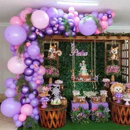 125pcs / set ballong kedja paket rosa lila latex ballong uppsättning födelsedag bröllop rum engagemang scen fest dekoration leveranser x0726