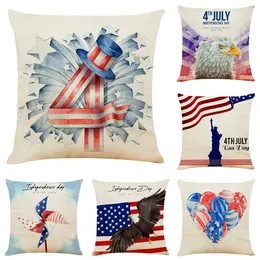 Home Decor Party Cushion Independence Day Pillowcase Sofa Throw Pillow Covers Linen Blend Cotton Decorative