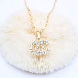 Luxury Designer Brand Double C Pendant Necklace, 18K Gold Plated