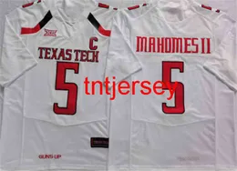 Anpassad ny Mens Texas Tech Red White #5 Mahomes II Football Jersey Men Women Youth Stitch Lägg till valfritt namn XS-5XL