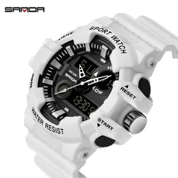 Sanda Men Watches W White G Sport Watch LED Digital Waterproof Casual Watch s Shock Orologio maschio Relogios Masculino Watch Man X0625