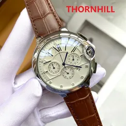 Fabrik Herren Multifunktionsuhren Stoppuhr Leder Schmetterling Schnalle Uhr Männer Kleid Designer Großhandel Herrengeschenke Armbanduhr