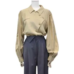 Enkel såld oregelbunden design Kvinnor knäppta skjortor Blusar Vårt nedskrivningskoppling Camisas Mujer Långärmad Dam Toppar 210514
