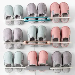 Multi Foldable Bathroom Slippers Shelf Holder Wall Mounted Drain Shoes Storage Rack Bathroom Organizer