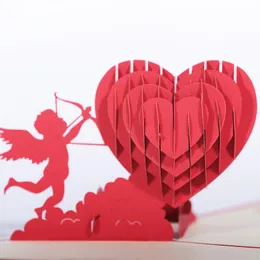 2022 Nya bröllopskort Pop Up Grattis Greeting Handgjorda Cupid Card Alla hjärtans dag med kuvert