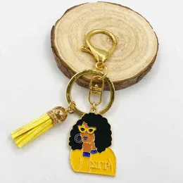 Handmade Greek Sorority Sigma Gamma Rho Poodle Girl Heart 1922 Tassel Keychains Key Rings Bag Accessories Jewelry