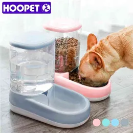 猫のためのHoopetの食品貯蔵のペットの自動フィーダー犬給水のためのボウルのためのボウルのための大容量ディスペンサーY200922