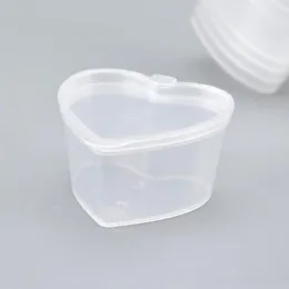 500pcs 45ml PP Heart Square Shaped Seasoning Box Disposable Tasting Cup Salad Sauce Take-out Packaging Cups