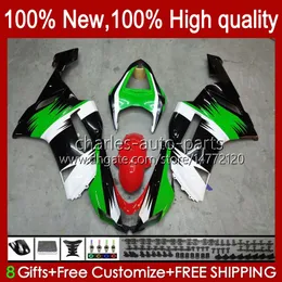 Nadwozie KAWASAKI NINJA Dla ZX 6R ZX600 600 CC 600cc 6R 07-08 ciała 10No.147 ZX6R ZX600C ZX636 2007 2008 ZX 636 ZX600 ZX636 ZX6R 07 08 Motocykl Fairing Kit zielony błyszczący