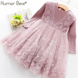 Humor Bear Girls Dress Spring Casual maniche lunghe in pizzo Mesh Kids es For Girl Autunno Abbigliamento Princess Party 220309