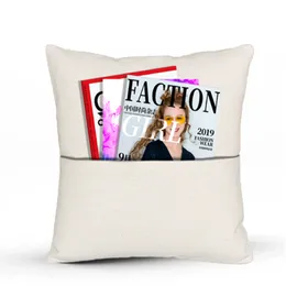 Solid Color Pillow Case 40*40cm Sublimation Blank Book Pocket Pillow Cover DIY Polyester Linen Cushion Covers Home Decor kk6610