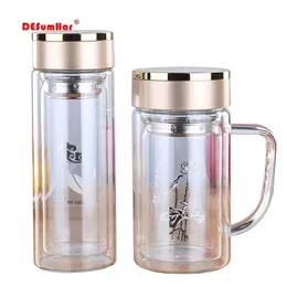 Doppelwandige Glasbecher Flaschen Tumbler Teetrinken, Teetasse Kaffee Wasserkanne Teetasse, Wasserflasche Tassen Flasche 211122