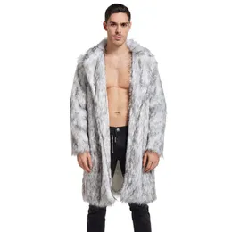 Mäns ullblandningar 4xl faux päls jacka män rockar och jackor för stor lång vinter tjock fleece varm