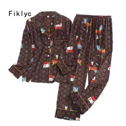 Fiklyc Underwear Beautiful Women's Men Sleep Suits Nightwear Pajamas Pijamas Set Arrival Large Size Pyjamas Satin Wear 210809