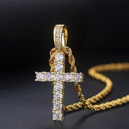 Hip hop cross hänge halsband för kvinnor smycken kvinnlig uttalande iced out chain guld färg smycken tillbehör p003