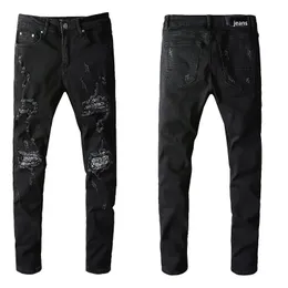 Sokotoo män svart vik plagg skinny rippade jeans streetwear pu läder patchwork stretch denim byxor c1123