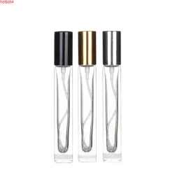 10ml modelo transparente quadrado de vidro névoa pulverizador garrafa 10cc refilável amostras frascos portáteis mini perfume atomizador 12pcsgoods