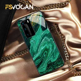 Cassa del telefono modello pietra di giada verde smeraldo per Huawei P30 P40 P20 Lite E Pro Honor 50 10X 10 10i Mate 20 30 Plus 8X 9X Nova 5T W220226