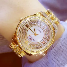 Cristal Gold Relógios Mulher Famoso Marca Vestido Diamante Senhoras Relógios Elegantes Mulheres Relógios Relogio Feminino 210527