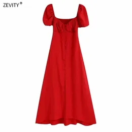 Женщины старинные слойные рукава одиночные погружные красные MIDI платье женские спины упругие повседневные тонкие достопримечательности шикарные платья для вечеринки DS3877 210323