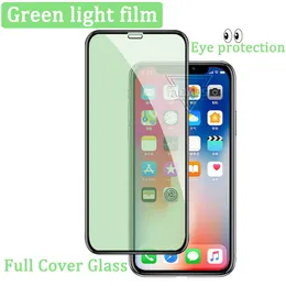 Zielony Light Eye Protect Phone Glass Screen Protector dla iPhone 12 Pro Max 11 xr XR XS 8 7 6 Samsung A01 A11 A21 A31 A41 A51 A71