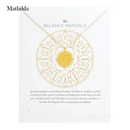 Chains The Balance Mandala Necklace Center Circle Gold Dipped Pendant Clavicle Chain Women Jewelry E004