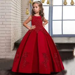 Plbbfz res blomma pärlstav jul lång klänning tjejer barn prinsessan prestation födelsedag kväll fest klänning vestidos Q0716