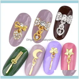 Nail Salon Health & Beautynail Art Decorations 10Pcs Gold Sier Pendant Decoration Charm Rhinestone Ered Bow Tie 3D Effect Aessories Jewelry