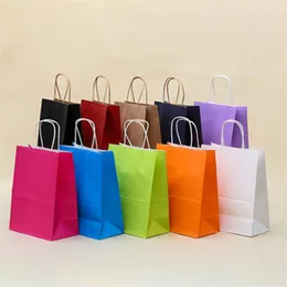 Wholesale  -  10pcs /ロットクラフト紙袋/ 21 * 15 * 8cm /祭りのギフトバッグの結婚式の赤ちゃんの誕生日パーティー1902 V2