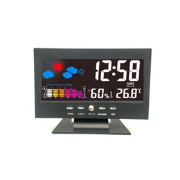 Bordsklockor Multifunktionell Storskärmskalenderklocka LED med bakgrundsbelyst väderprognos Digital Display Desktop Alarm