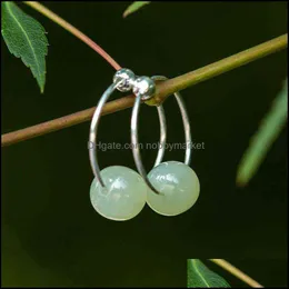 Charm Earrings Jewelry 2021 White/Green Natural Hetian Jade Genuine 925 Sterling Sier Hoop For Women Fine Christmas Gifts Yea592 Drop Delive