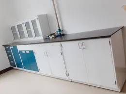 Toda a estação de trabalho de laboratório com estrutura de aço, bancada de parede longa de 6 m, mesa de laboratório lateral 249L