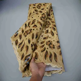 Paillettes africane Tessuto di pizzo Qualità Sequenza francese Tulle Nigerian Fashion Design 5 Yards Materiali da cucire per le donne Abito da festa nuziale